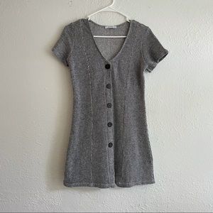 Zara Trafaluc 🖤 Woven Dress Wood Buttons Heavy Knit Made In Morocco Black White